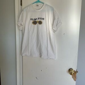 Felony Steve Graphic Tee in White with Yellow Sunglasses